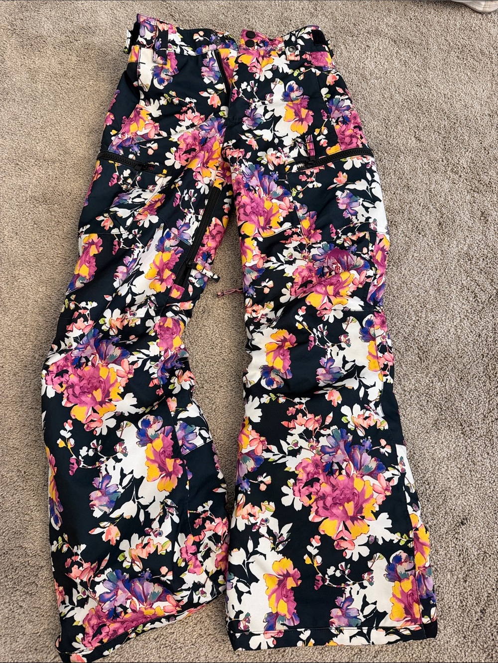 Burton Floral Snow Pants - Black with Pink, Yellow & Purple Flowers